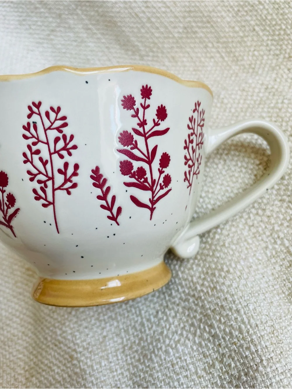 Floral Red Wildflowers Rustic Ceramic Mug NWT
